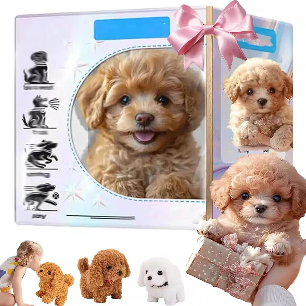 Line Follower Robot - 2026年新作 かわいいぬいぐるみロボット子犬 インタラクティブウォーキングシミュレーション子犬の鳴き声と尻尾振りぬいぐるみおもちゃ 子供向け-電池なし