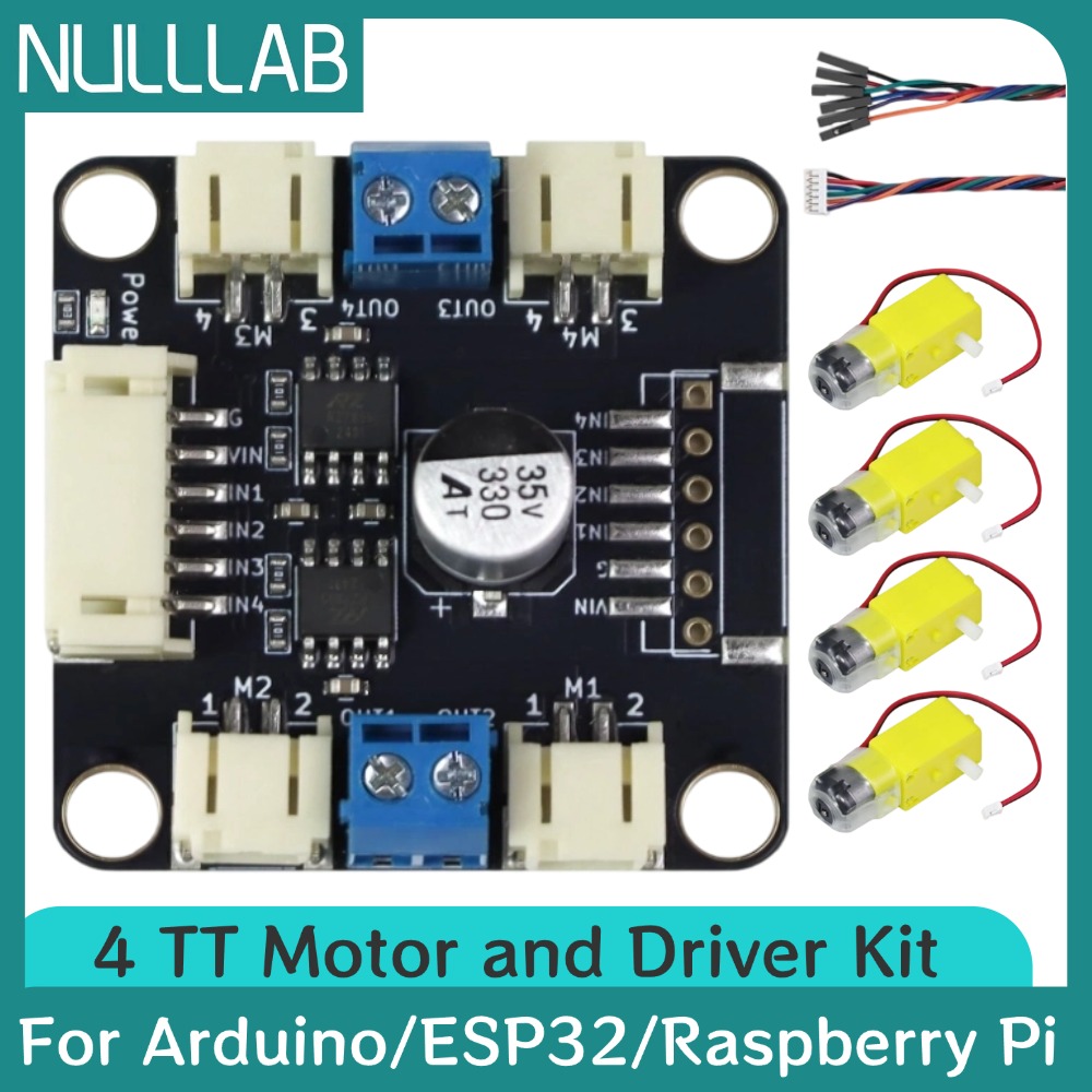 Motor Driver L298N - 4 TTモーターとドライバーキット 4 DCモーター コンパクト交換用 L298N