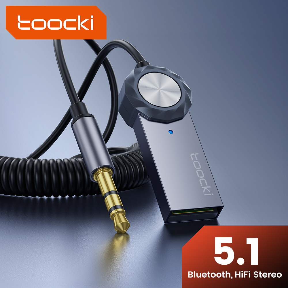 Robot Bluetooth Car - Toocki-補助Bluetoothアダプター,オーディオ送信機,USB 3.5mm,カーオーディオ,音楽マイク,カースピーカー用ハンズフリーキット,Bluetooth 5.1, 5.0
