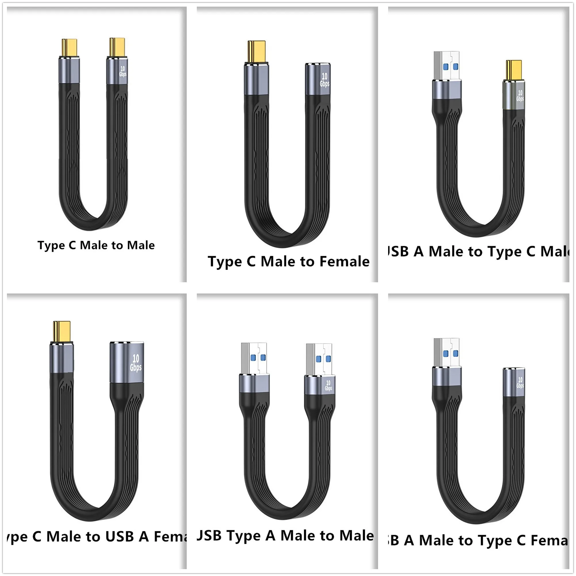 Line Follower Robot - USB-Cデータケーブル、超短型、柔軟性のあるUSB-A - Type-Cケーブル、3.1 Gen 2、10Gbps、データ同期、5A急速充電、FPCコード、4K対応。