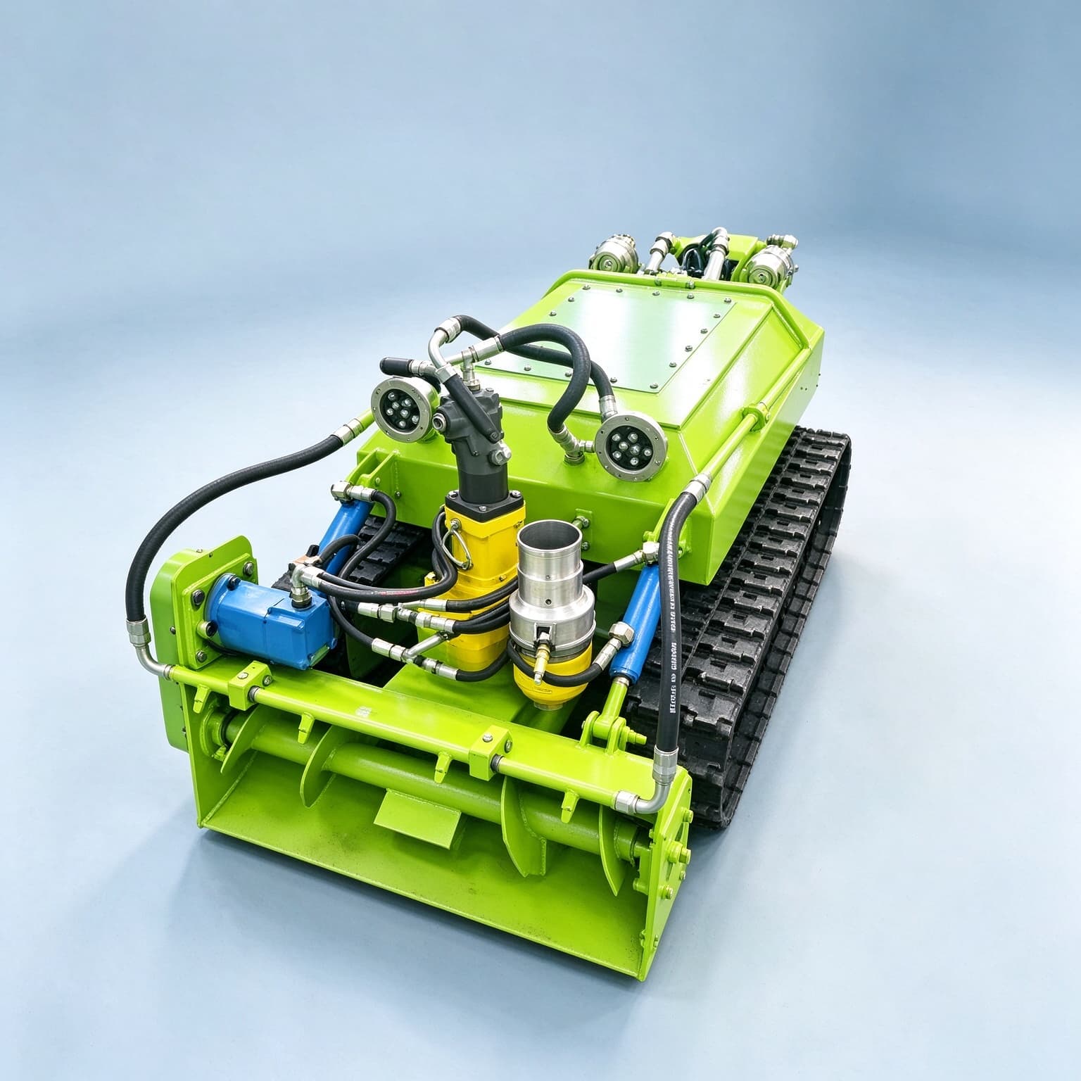 Robot Chassis - 運河、川、貯水池の堆積物除去、水中清掃機械用の、油圧式クローラー式シャーシを備えた浚渫ロボット。