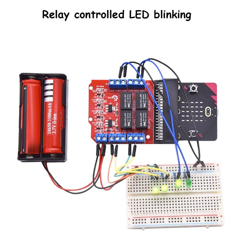 Microbit - A64I Microbit 4チャンネルリレーモジュールシールド 5V ハイトリガープログラミング教育用子供向け教材 Microbit拡張ボード