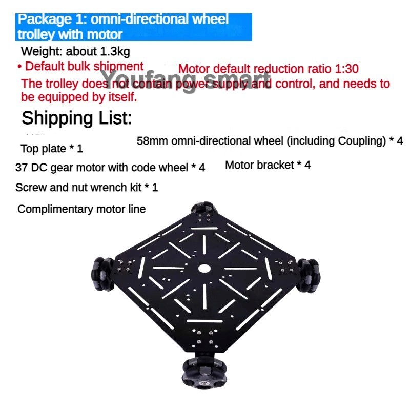 5kg積載ROS 4WDオムニホイールロボットカーシャーシ、 - Omni Wheel のレビューと価格