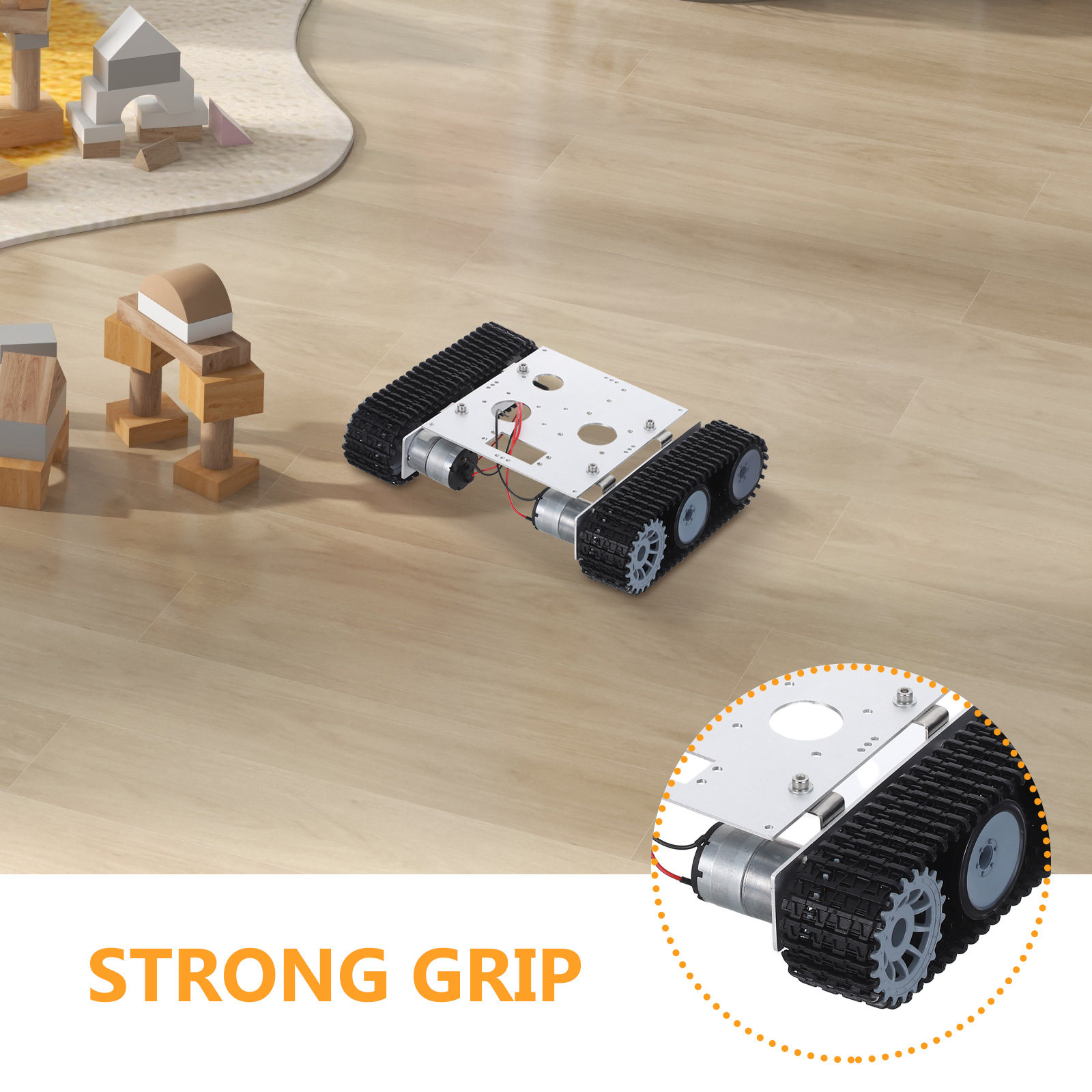 金属製ロボット戦車シャーシキット - 12Vモーター搭載、R - Tracked Robot Chassis のレビューと価格