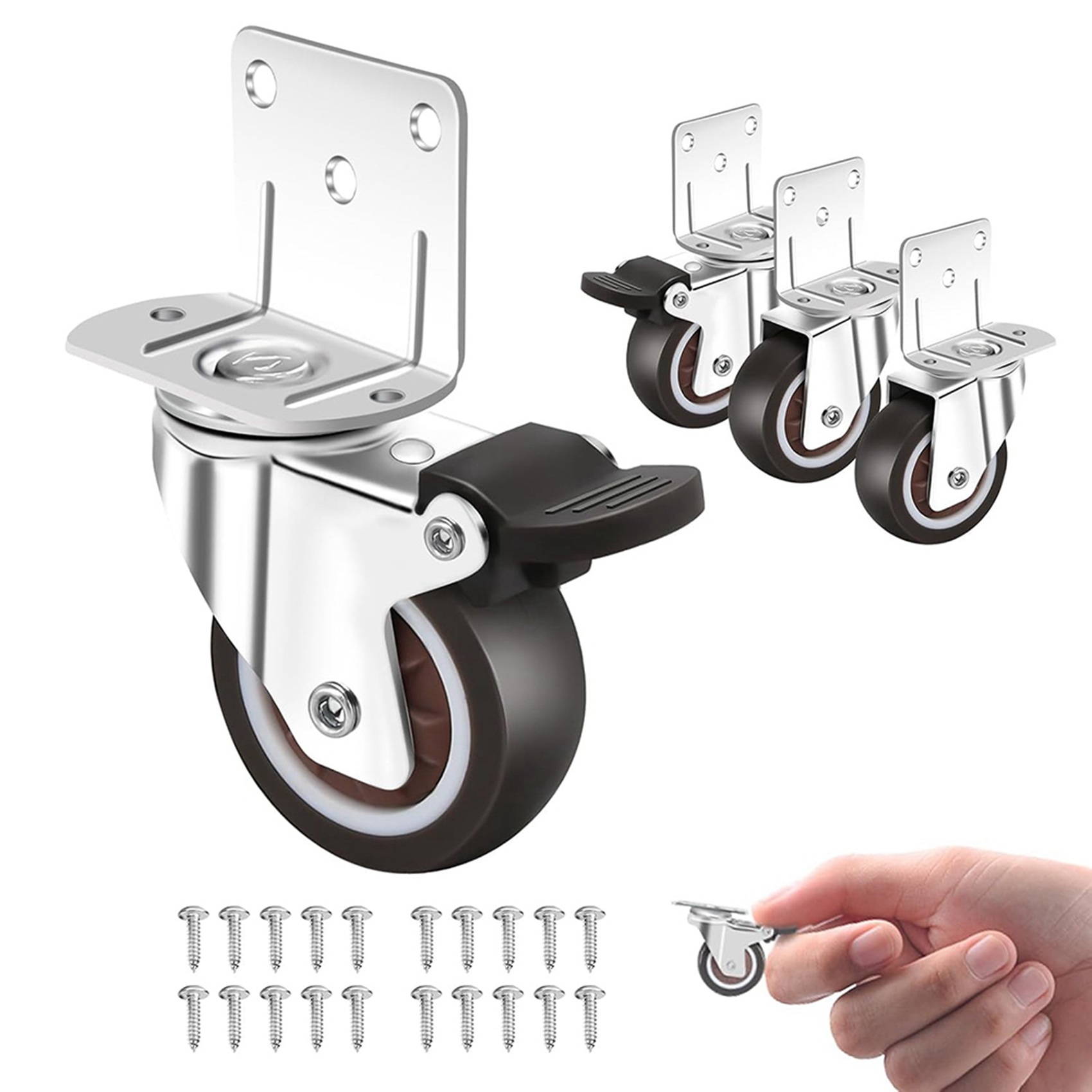 TFORU製、側面取り付け式キャスター、ブレーキ付き24個入 - Caster Wheel のレビューと価格