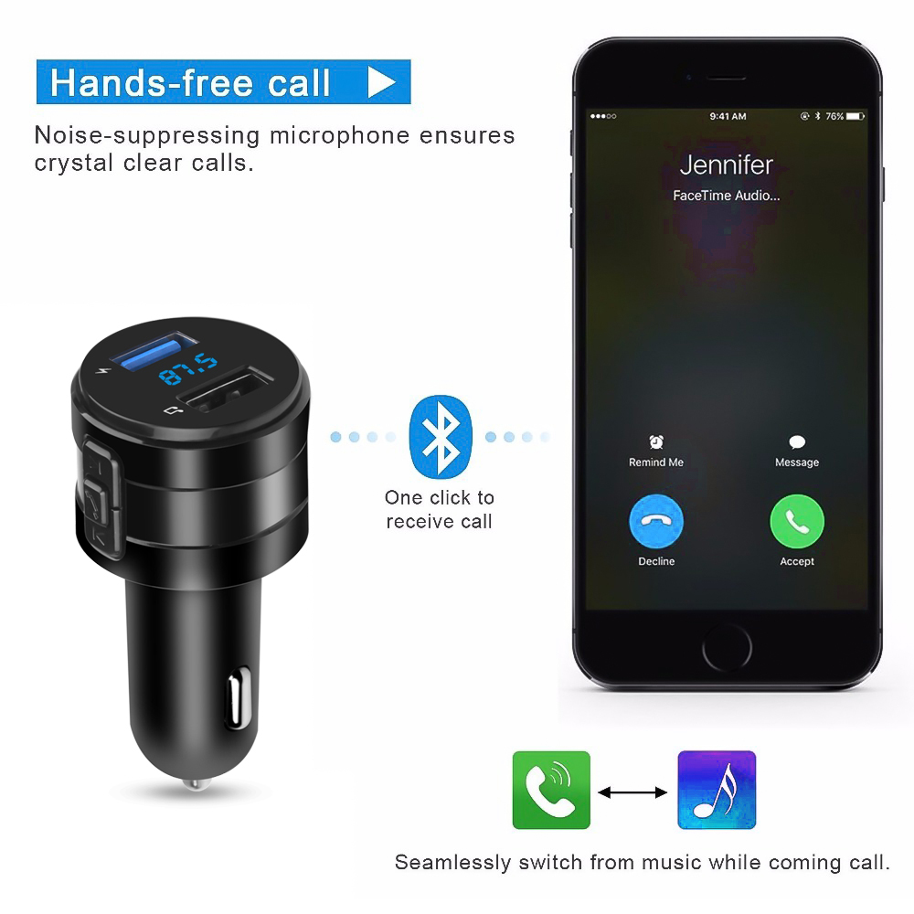 Bluetooth 4.2 fm送信機車mp3プレーヤー、デ - Robot Bluetooth Car のレビューと価格