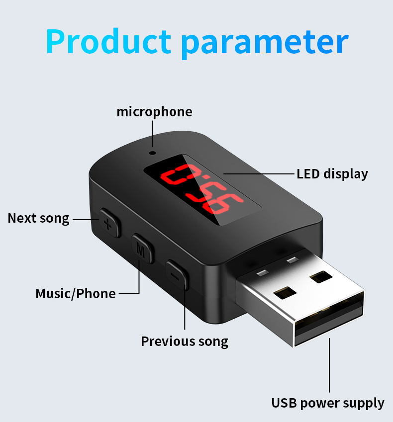 Bluetooth 5.4 ミニ USB レシーバー LED - Robot Bluetooth Car のレビューと価格